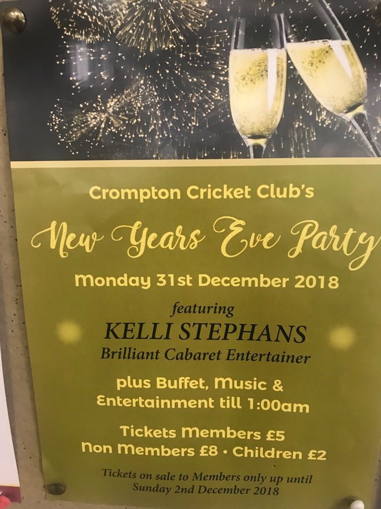 crompton cricket club new years eve party 2018